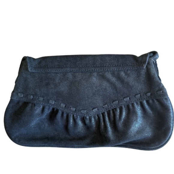 NWOT Junior Drake Navy Metallic Leather Crossbody Clutch 2 Removable Straps - Picture 3 of 7